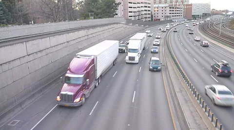 Highway Traffic Overpass View Stock Footage 45929849