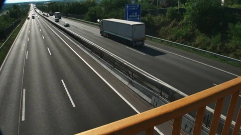 Highway Traffic Plan View from a Bridge 4K Stock Footage 90788956
