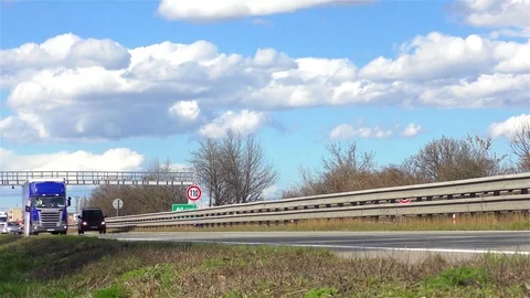 Highway traffic realtime 4 tracks Video stock 70177486