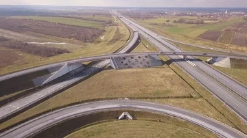 Highway traffic seen from above. Stock Footage 86137434