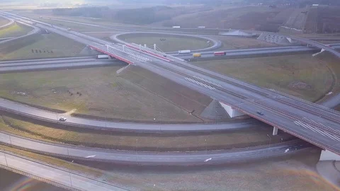 Highway traffic seen from above. Stock Footage 86142337