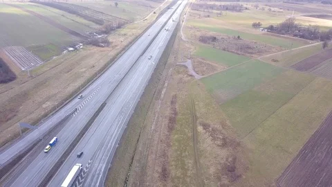 Highway traffic seen from above. Stock Footage 86567898