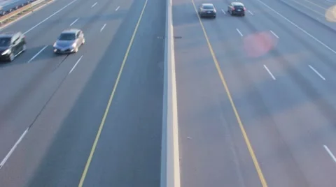 Highway Traffic in Sunset Stockbeeldmateriaal 42128766