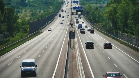 Highway Traffic trough Forest Stock Footage 90787281