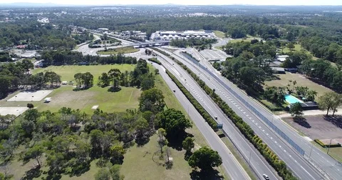 Highway traffic view by drone Stock Footage 76311787