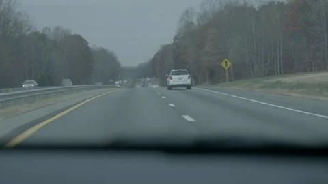 Highway Traffic View from Vehicle Dashboard Stock Footage 343933641