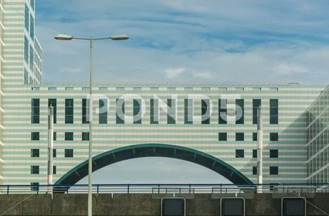 Highway Transit A12 under a building in Den Haag, Stock Photos