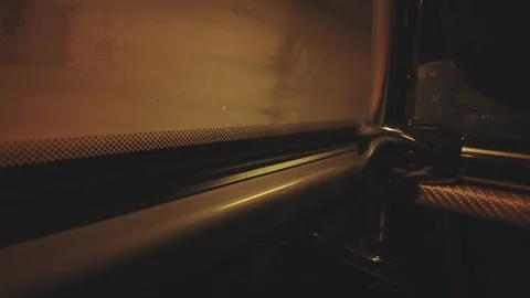 Highway Tunnel Lights Passing Through a Vehicle Window Stock Footage 341860942