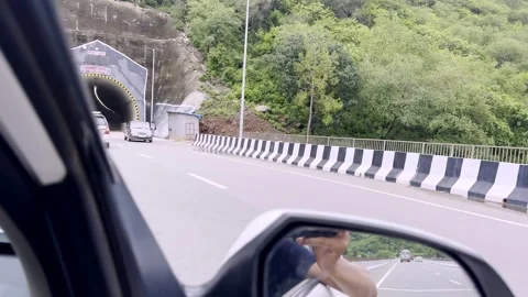 Highway Tunnel Passing Through Mountains Video stock 341499497