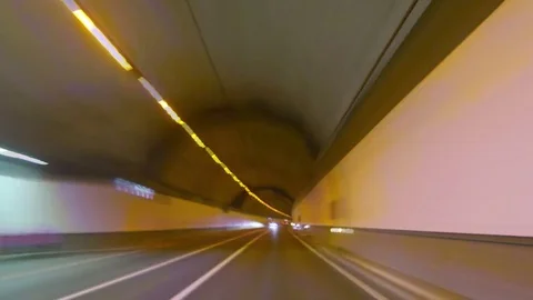 Highway Tunnel Rage Camera Car at High Speed Stock Footage