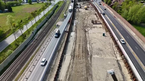 Highway tunnel under construction. Infrastructure on a highway Stock Footage 334846088