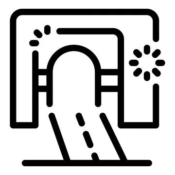 Highway tunnel under construction with warning lights icon Stock Illustration