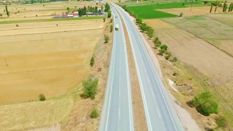 Highway with two lanes and a red. Stock Footage 284677341