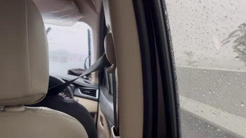 Highway Under Stormy Clouds in Heavy Rain Weather Stock Footage 305957138