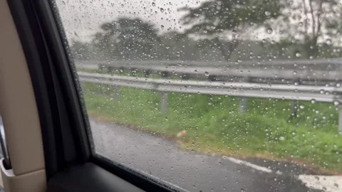 Highway Under Stormy Clouds in Heavy Rain Weather Stock Footage 305957268
