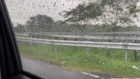 Highway Under Stormy Clouds in Heavy Rain Weather Stock Footage 305957342