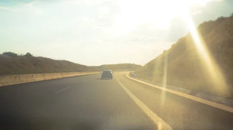 Highway in Valley at Sunset Stock-Footage 53321572