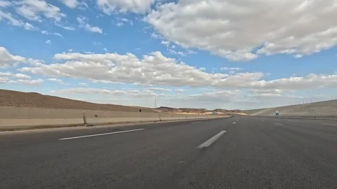 Highway Vehicle Movement Across Eastern Desert Between Cairo and Ain Sokhna Stock-Footage 330031252