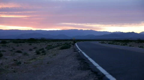 Highway view of Desert at Sunset Stock Footage 702732