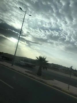 The highway view with a pole in sunset Foto stock