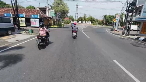 Highway view of a road in Pati district, Central Java, Indonesia Stock Footage 334837631