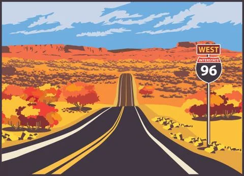 Highway to the west Illustrazione stock
