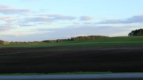 Highway wide road, roadside and transport and blue sky Stock Footage 221517367