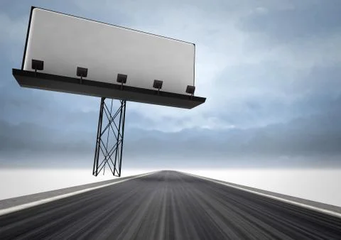 Highway with writable area billboard and dark sky illustration Stock Illustration