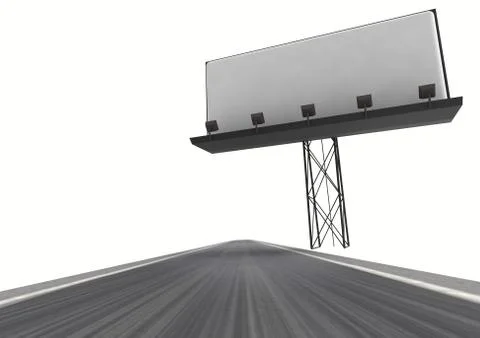 Highway with writable area billboard isolated on white illustration Stock Illustration