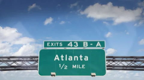 A Highway/Interstate sign going into the city of Atlanta, Georgia Stock Footage