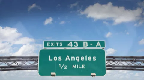 A Highway/Interstate sign going into the city of Los Angeles, California Stock Footage 1117650