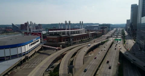 Highways along downtown Cincinnati Stock Footage 156537979