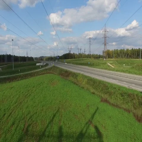Highways and power lines Stock Footage 69575614