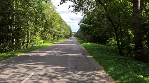 Highways, roadside and road line markings. The car drives along the road. Stock Footage 299799613