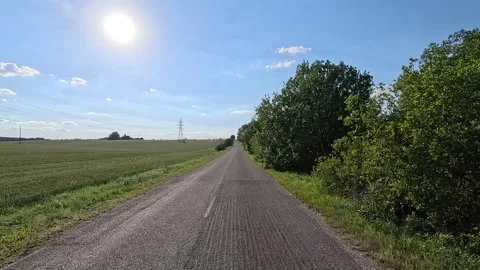 Highways, roadside and road line markings. The car drives along the road. Stock Footage 299800126