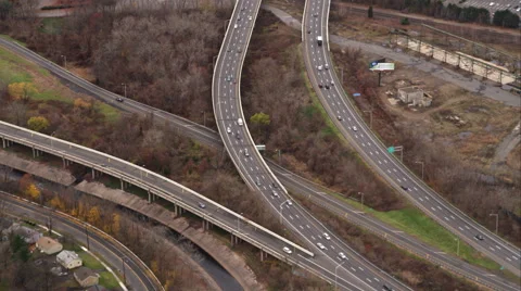 Highways through industrial/commercial area southwest of Hartford, Connecticut. Stock Footage 59169127