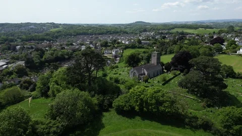Highweek, South Devon, England: DRONE AERIAL VIEWS: All Saints Church &amp; Highweek Stock Footage 241905029