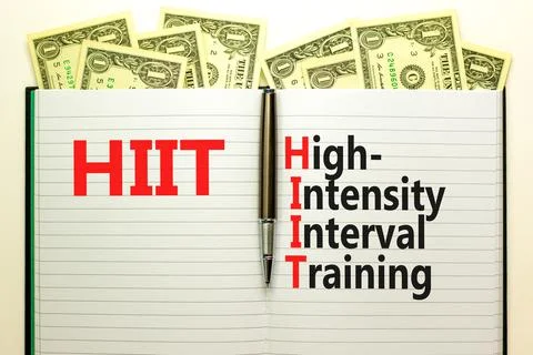 HIIT high-intensity interval training symbol. Concept words HIIT high-intensi Stock Photos
