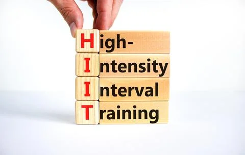 HIIT high-intensity interval training symbol. Concept words HIIT high-intensi Stock Photos
