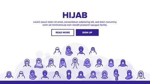 Hijab Landing Header Vector Stock Illustration