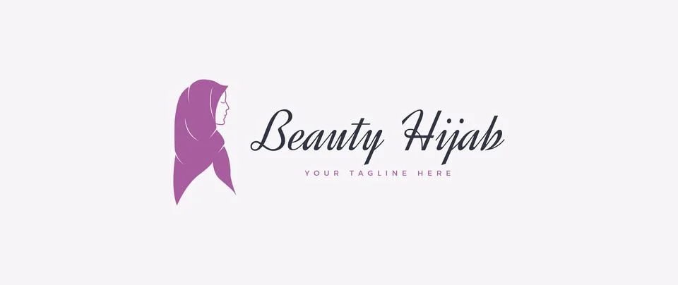 Hijab logo with beautiful classic script font. Stock Illustration
