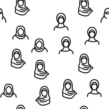 Hijab Vector Seamless Pattern Stock Illustration