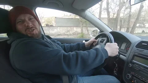 The hijacker drives the car Video stock 144353070