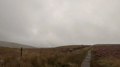 Hike along stone path in bad weather part 2 Stock Footage 162059949