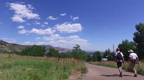 Hike at the Boulder Flatirons Stock Footage 66881696