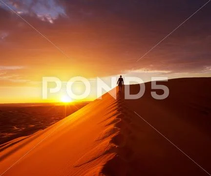 Hike in desert Stock Photos