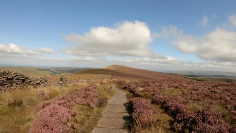 Hike down from Shining Tor In the Peak District Stock Footage 159797940