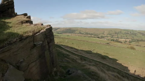 Hike down from Windgather Rocks Stock Footage 161121299