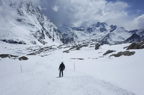 Hike in the snow Foto stock