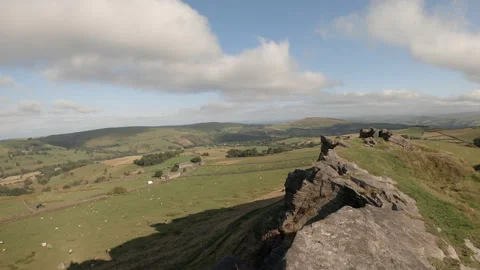 Hike on the summit of Windgather Rocks Stock Footage 161121311